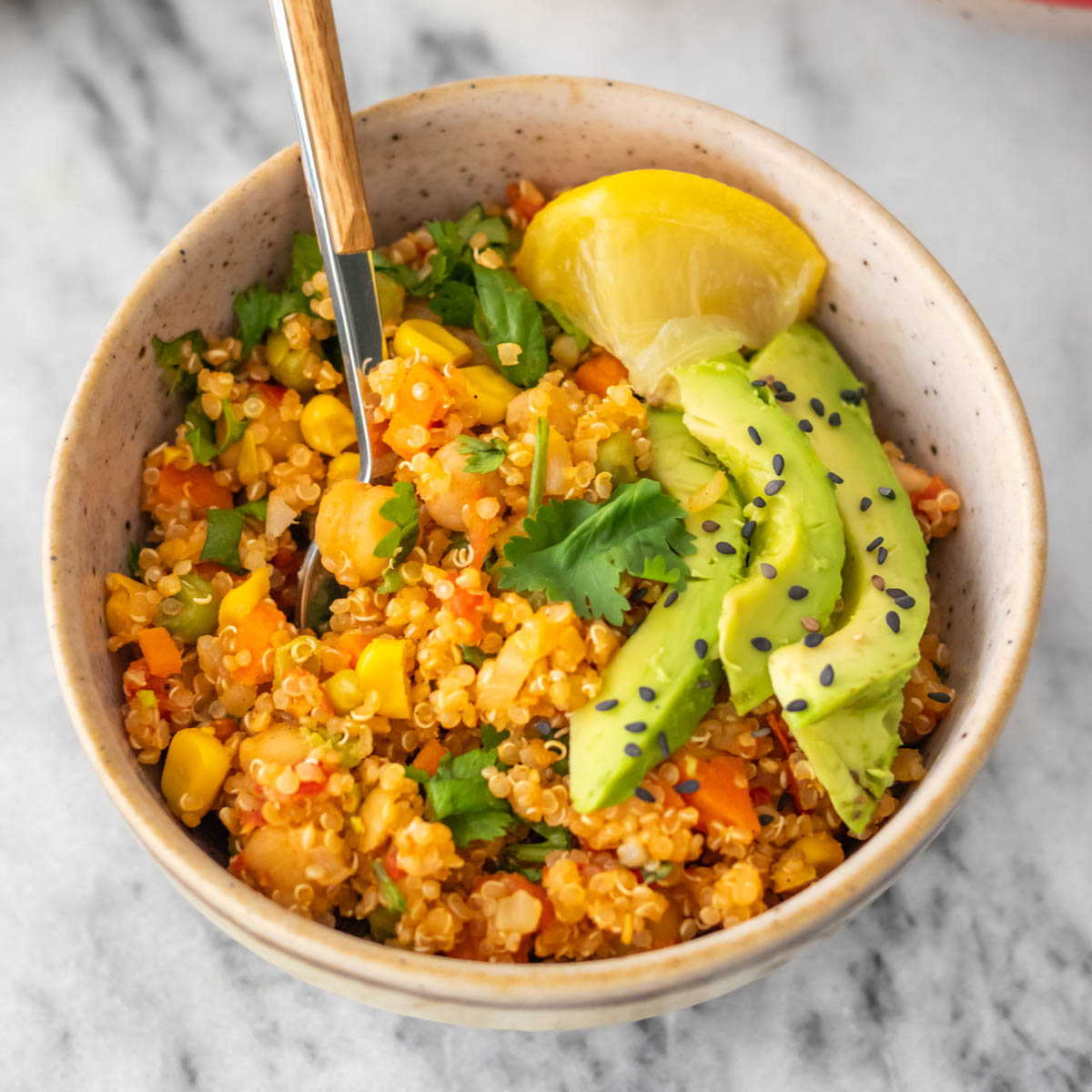 Mexido de Quinoa com Legumes e Grão-de-Bico