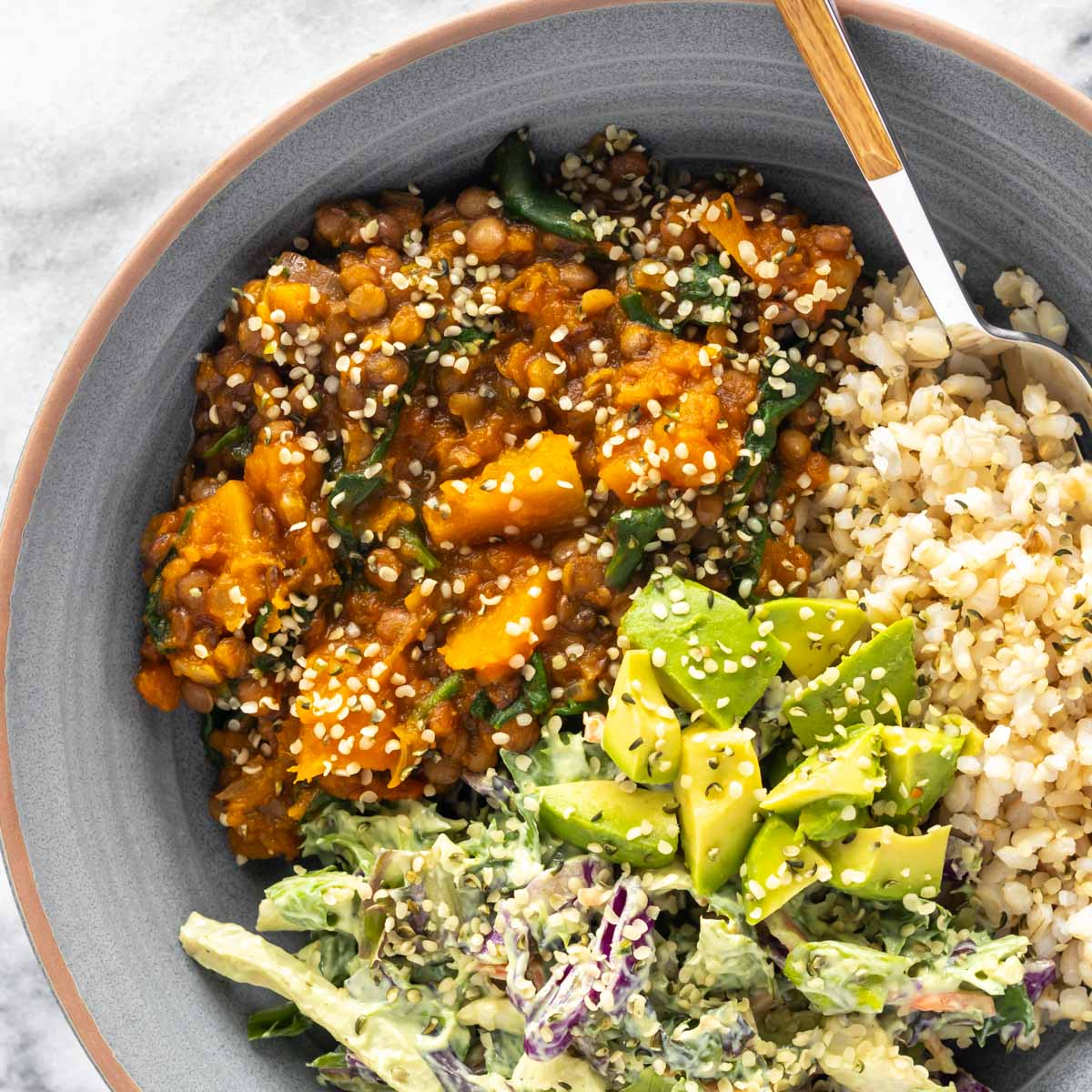 Ensopado de Lentilha com Abóbora e Espinafre