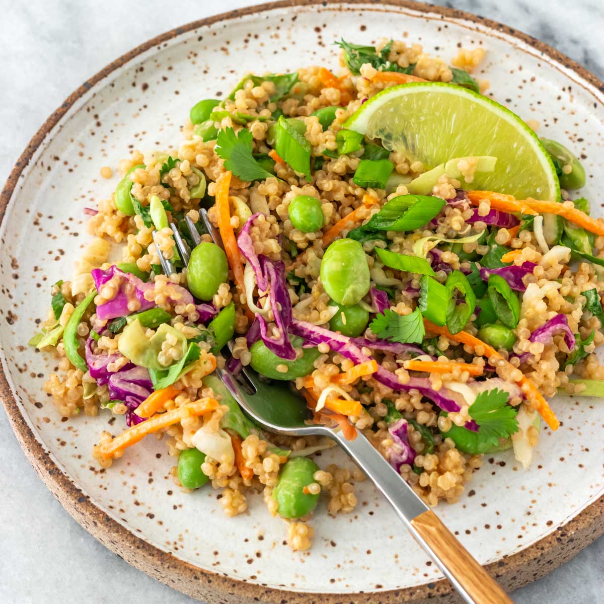 Salada de Quinoa com Edamame e Molho de Amendoim